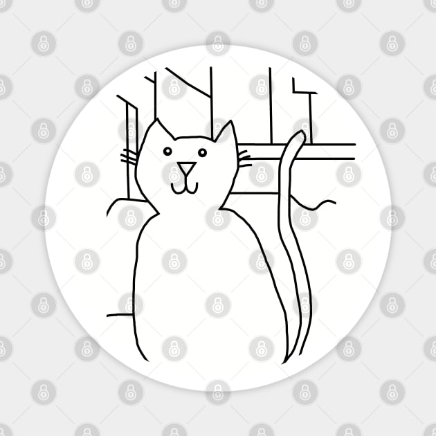 Cat In the City Line Drawing Magnet by ellenhenryart